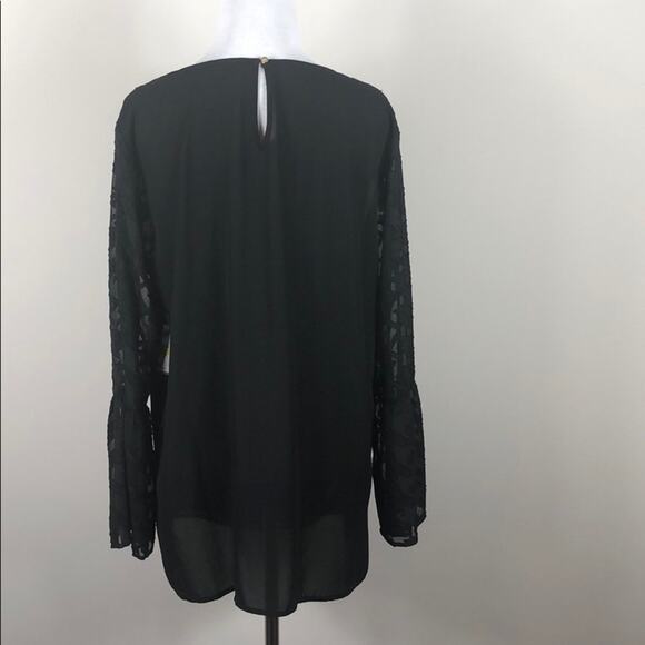 Chaus Sheer Top Back Black Top Blouse - Picture 3 of 5
